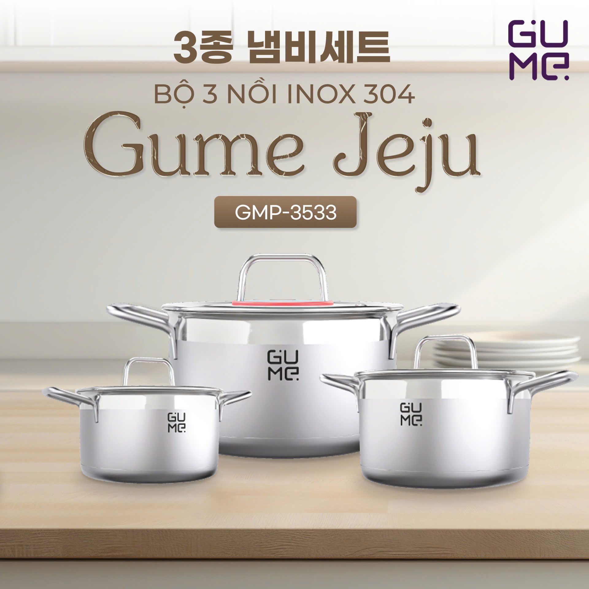 Bộ Nồi Inox JeJu Gume Korea 3pcs Usp Gmp 3533 2