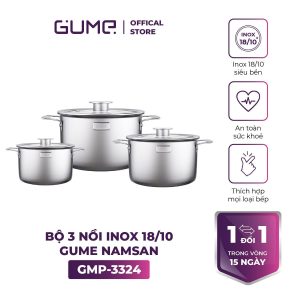 Bộ Nồi inox nguyên khối NamSan Gume Korea 3pcs Gmp 3324