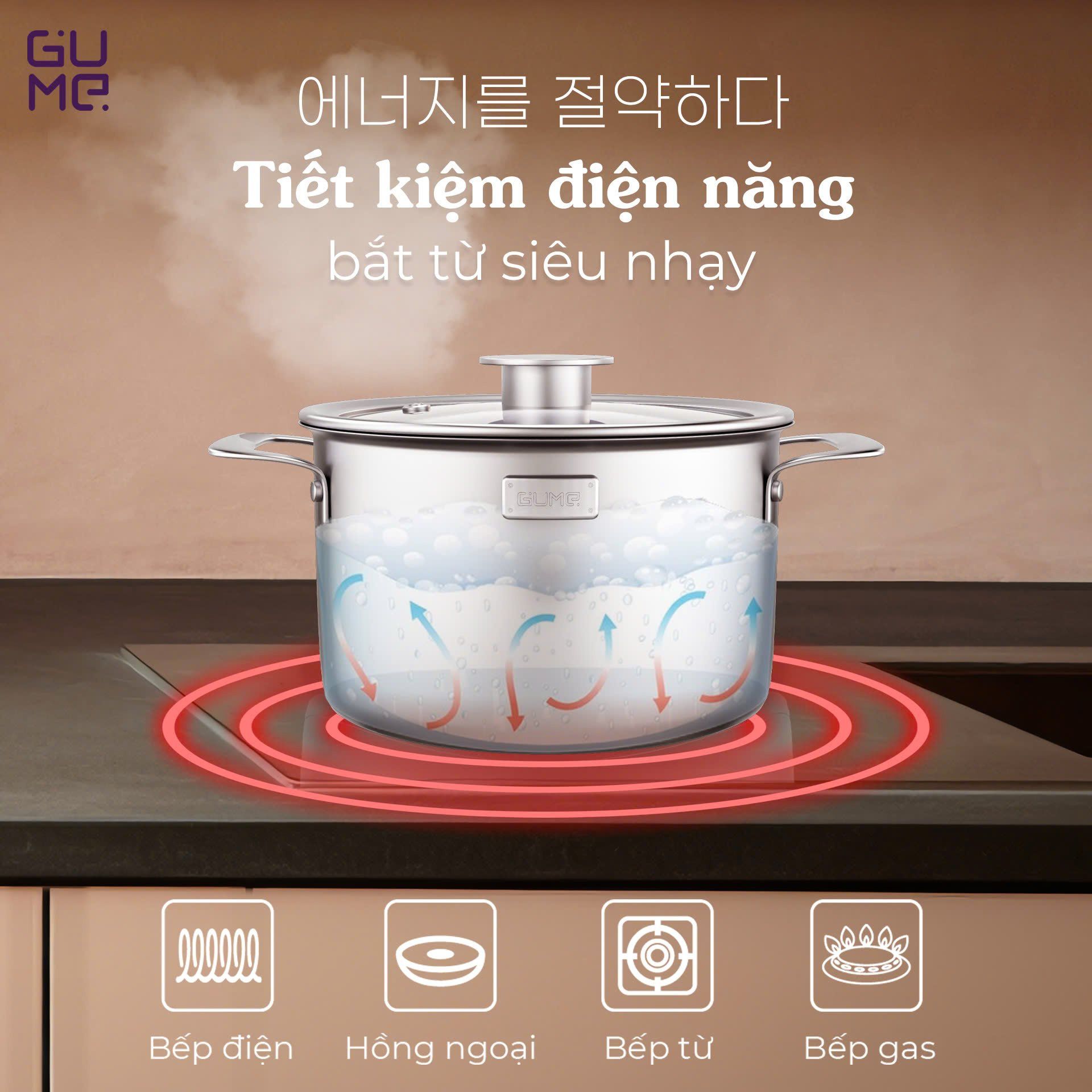 Bộ Nồi inox nguyên khối Namsan 4pcs Gmp 3426 Gume Korea 4