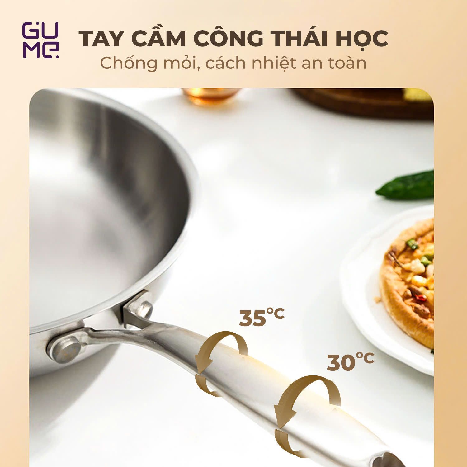 Chảo Inox Nguyên Khối 18 10 Nguyên Khối Cao Cấp Gume Korea Gps 1220 5