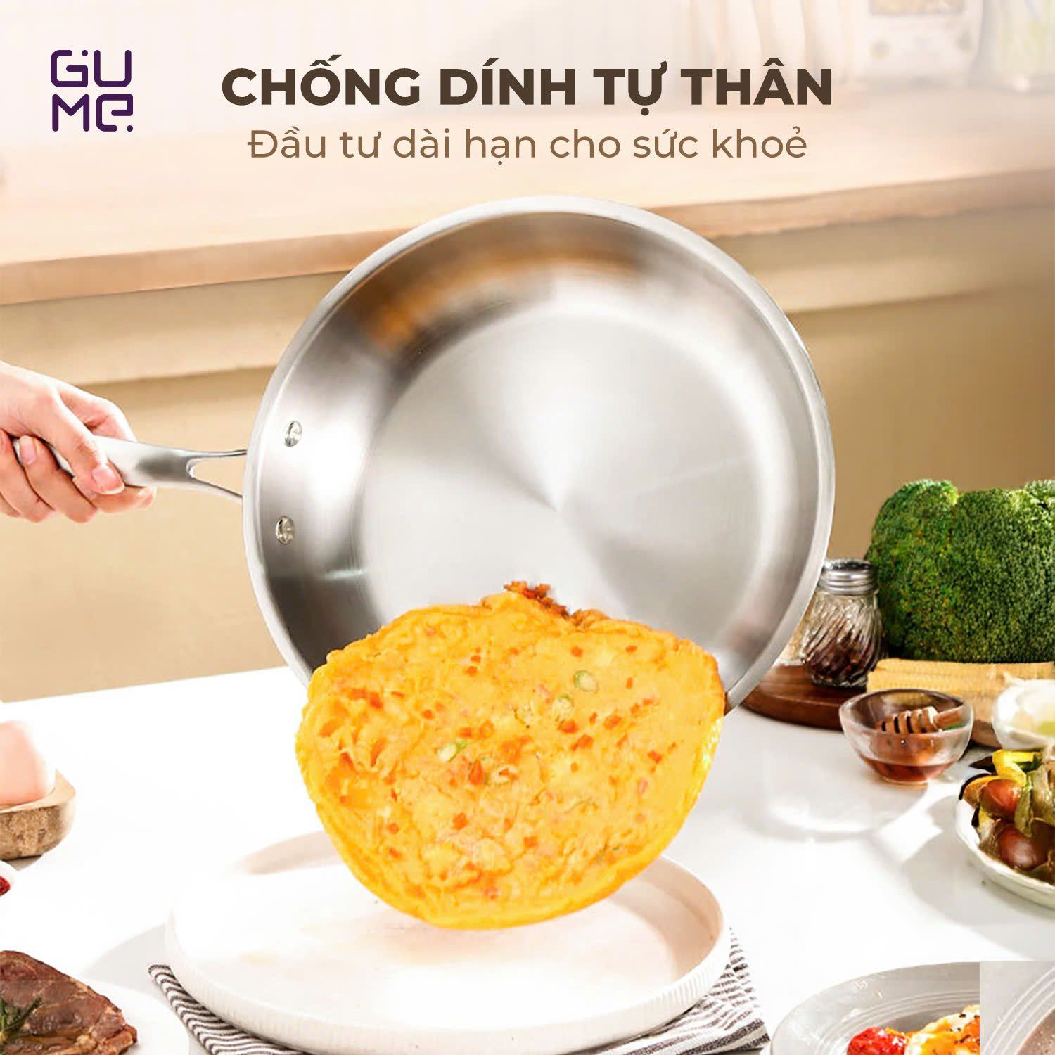 Chảo Inox Nguyên Khối 18 10 Nguyên Khối Cao Cấp Gume Korea Gps 1220 6