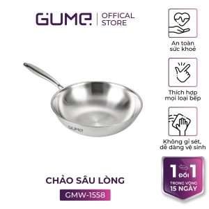 Chảo Sâu Lòng Inox 5 Lớp Liền Khối 28cm Gume Korea Gmw 1558