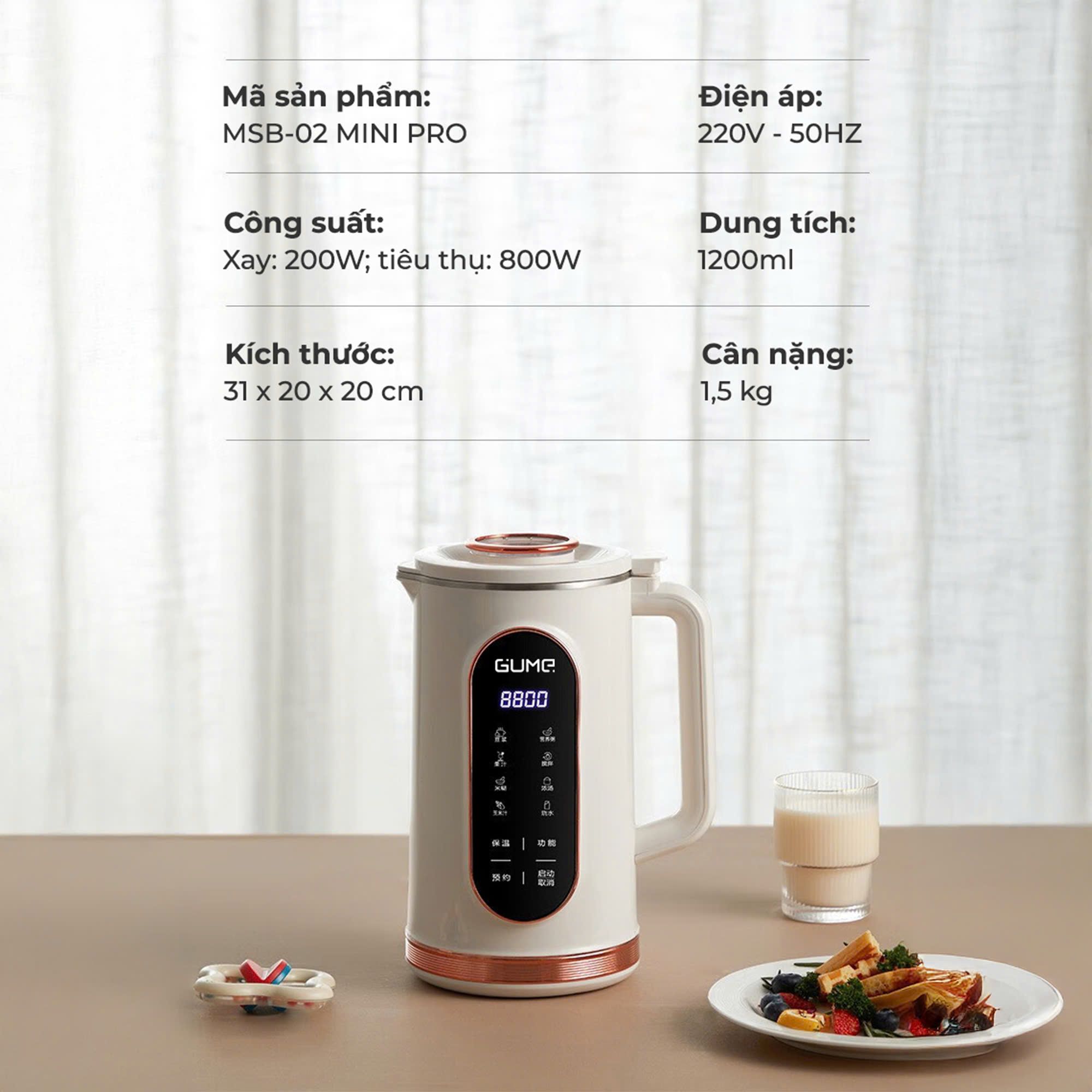 Máy làm sữa hạt mini 12 chế độ nấu Pro Gume Korea Msb 02 6
