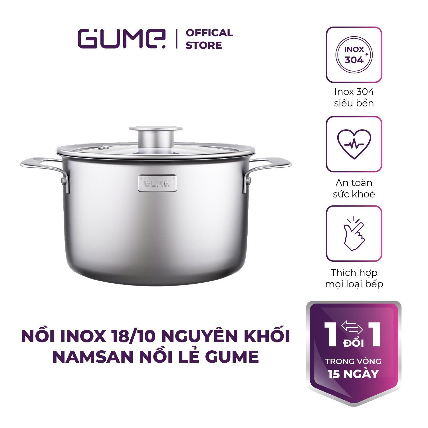 Nồi Inox Nguyên Khối Namsan Gume Korea Gmp 3018 1