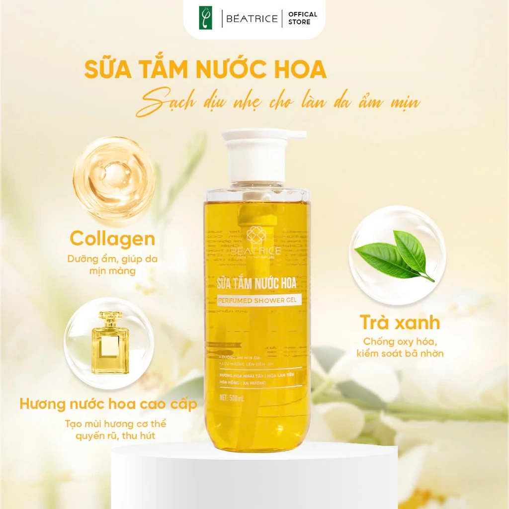 Sữa tắm Beatrice lưu hương nước hoa Dưỡng ẩm mịn da 500ml 4