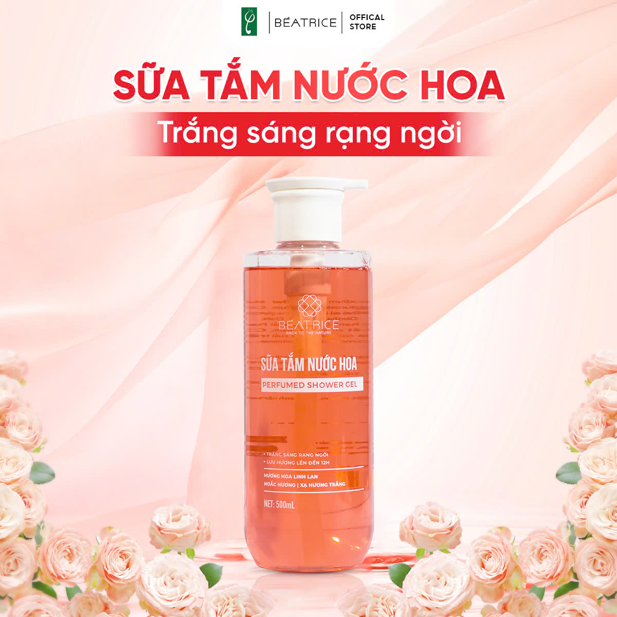 Sữa tắm Beatrice lưu hương nước hoa sáng hồng 500ml 1