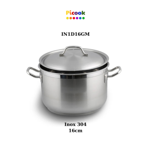Nồi vung Inox 304, 1 Đáy, Dùng Cho Bếp Từ Giá Khuyến Mãi Sâu, 16cm, Hãng Picook IN1D16GM