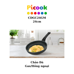 Chảo Đá Chống Dính Siêu Bền, Dùng Bếp Gas, Giá Rẻ, Hãng Picook, 24cm, CDGC24GM