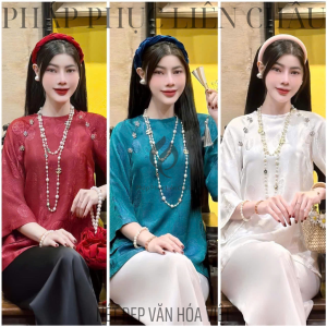 Bộ Đồ Pháp Phục Đi Chùa Cao Cấp Lụa Tơ Tằm Hoa Nhí Khuy Hoa Đá Thanh Lịch LC Silk