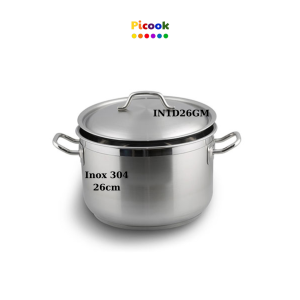 Nồi vung Inox 304, 1 Đáy, Dùng Cho Bếp Từ Giá Khuyến Mãi Sâu, 26cm, Hãng Picook IN1D26GM