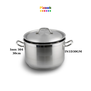 Nồi vung Inox 304, 1 Đáy, Dùng Cho Bếp Từ Giá Khuyến Mãi Sâu, 30cm, Hãng Picook IN1D30GM