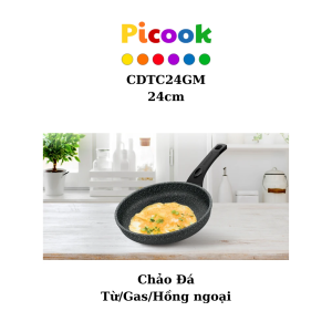 Chảo Đá Từ Chống Dính Siêu Bền, Dùng Mọi Bếp, Giá Rẻ, Hãng Picook, 24cm, CDTC24GM