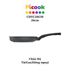 Chảo Đá Từ Chống Dính Siêu Bền, Dùng Mọi Bếp, Giá Rẻ, Hãng Picook, 26cm, CDTC26GM