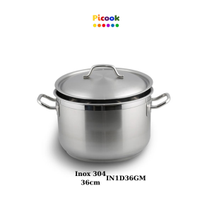 Nồi vung Inox 304, 1 Đáy, Dùng Cho Bếp Từ Giá Khuyến Mãi Sâu, 36cm, Hãng Picook IN1D36GM
