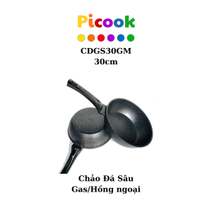 Chảo Đá Sâu Lòng, Chống Dính Siêu Bền, Dùng Bếp Gas, Giá Khuyến Mãi Sâu, Hãng Picook, 30cm, CDGS30GM