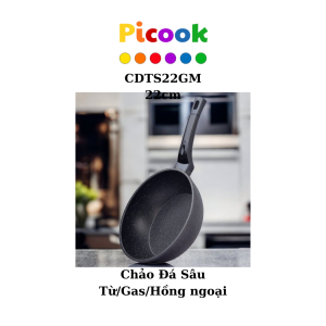 Chảo Đá Từ Sâu Lòng, Chống Dính Siêu Bền, Dùng Mọi Loại Bếp, Giá Khuyến Mãi Sâu, Hãng Picook, 22cm, CDGS22GM