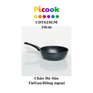Chảo Đá Từ Sâu Lòng, Chống Dính Siêu Bền, Dùng Mọi Loại Bếp, Giá Khuyến Mãi Sâu, Hãng Picook, 24cm, CDGS24GM