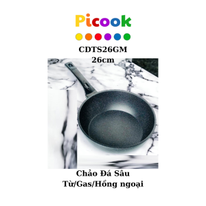 Chảo Đá Từ Sâu Lòng, Chống Dính Siêu Bền, Dùng Mọi Loại Bếp, Giá Khuyến Mãi Sâu, Hãng Picook, 26cm, CDGS26GM