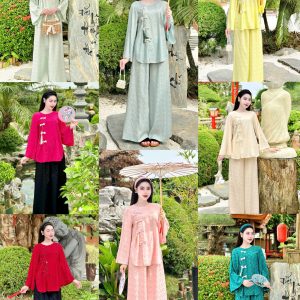 Bộ Đồ Pháp Phục Đi Chùa Cao Cấp Lót Hầu Gấm Vân Thoi Thanh Lịch Trang Nhã, TH Silk