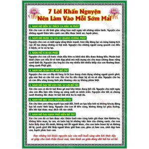Tờ Chú 7 Lời Khấn Nguyện Hàng Ngày được in 2 mặt bằng giấy dày, cán màng nilong bền đẹp Liên Châu, Ms04