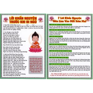 Tờ Chú 7 Lời Khấn Nguyện buổi sáng và buổi tối bằng giấy, IN 2 MẶT, cán ni lông, hình in sắc nét ms04