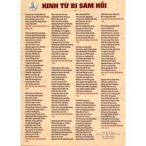 Tờ chú Kinh Từ Bi Sám Hối 1 mặt ép plastic siêu đẹp Liên Châu Ms01