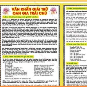 Tờ Chú Văn Khấn Giải Trừ OAN GIA TRÁI CHỦ, IN 2 MẶT, cán ni lông, hình in sắc nét Liên Châu Ms02