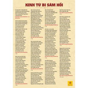 Tờ Kinh Từ Bi Sám Hối và Bài Sám Hối Nên Đọc Trước Khi Ngủ, Cán ni lông, chống nước, Khổ A4