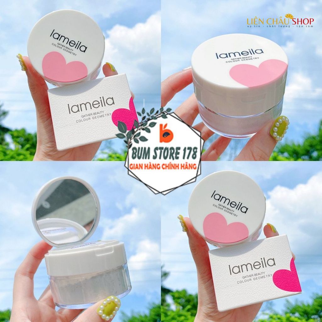 Phấn Phủ Dạng Bột Kiềm Dầu Lameila Trái Tim Che Khuyết Điểm Chống Nước Lâu Trôi - Xách tay LMT