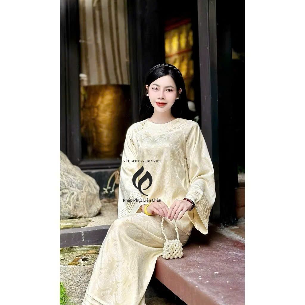 LỤA GẤM VÂN THỌ - Pháp phục, Bộ lam đi chùa cao cấp, Form dáng tiểu thư, màu sắc trang nhã - Pháp Phục Liên Châu - Silk