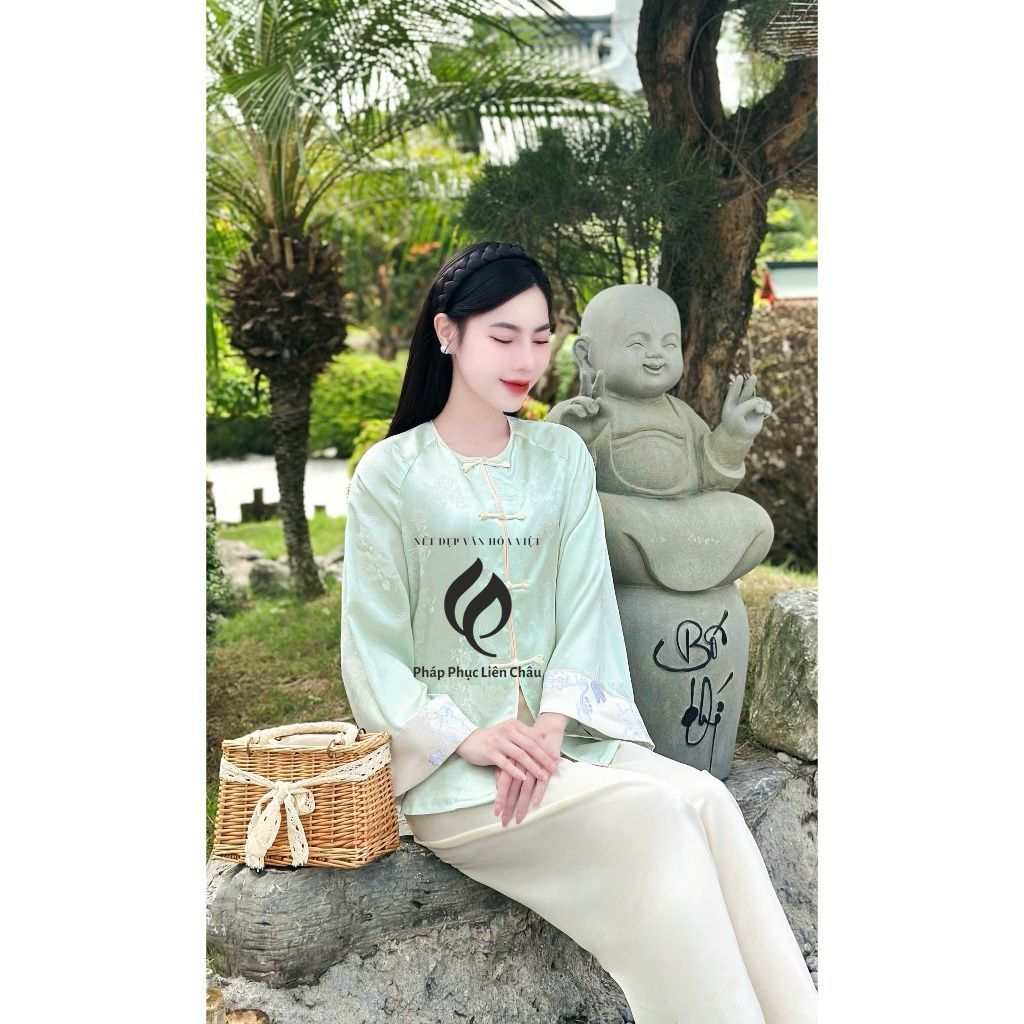 Bộ Pháp phục, đồ lam TỐ UYÊN chất liệu lụa gấm mềm mại, phối tay lạ mắt, màu sắc xuân xinh yêu - Pháp Phục Liên Châu - Silk