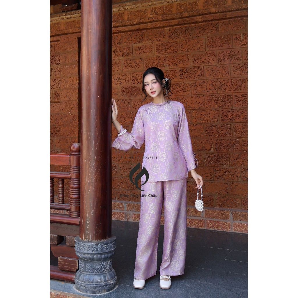 Set đồ đi chơi đi lễ cho nữ tay xẻ Mua Áo Lam 2 Tà Chụp Ảnh Nhẹ Nhàng - Pháp Phục Liên Châu - Silk
