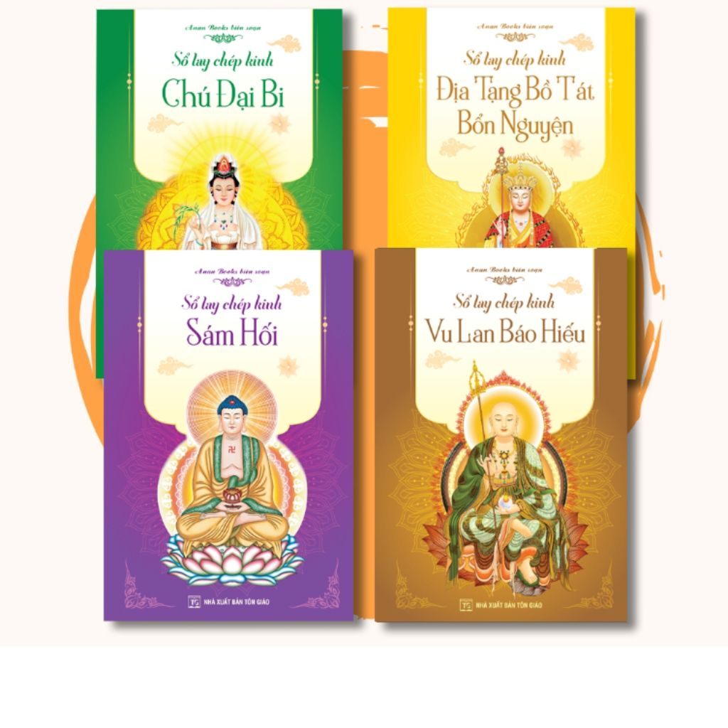 Sách Combo 4 Vở Sổ chép kinh in mờ cao cấp Kinh Địa Tạng, Chú Đại Bi, Kinh Sám Hối, Vu Lan - Liên Châu Shop