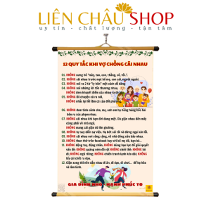 Tranh chữ 12 Quy Tắc Khi Vợ Chồng Cãi Nhau Treo Tường 40x60cm Vải Canvas Cao Cấp