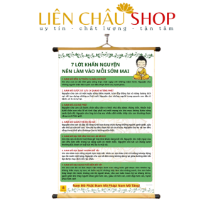 Tranh Treo Chữ 7 Lời Khấn Nguyện Mỗi Ngày, kích thước 40x60cm, Vải cao cấp, Nẹp nhựa 2 đầu Liên Châu Shop
