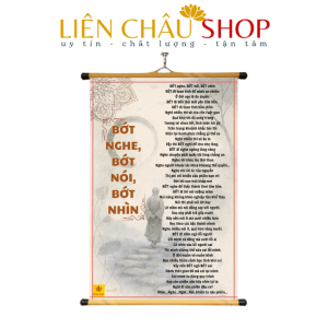 Tranh Chữ Bớt Nghe, Bớt Nói, Bớt Nhìn kích thước 40x60cm, tranh động lực treo tường vải canvas Liên Châu Shop