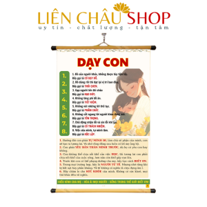 Tranh chữ Dạy con 8 Nguyên Tắc 40x60cm bằng vải,có nẹp 2 đầu dùng để treo tường Liên Châu Shop