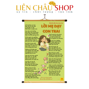 Tranh chữ Lời Mẹ Dạy Con Trai 40x60cm bằng vải,có nẹp 2 đầu dùng để treo tường Liên Châu Shop