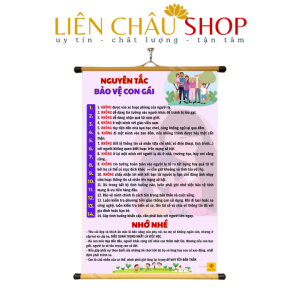 Tranh chữ Nguyên Tắc Bảo Vệ Con Gái 40x60cm bằng vải,có nẹp 2 đầu dùng để treo tường Tranh Tạo Động Lực Liên Châu Shop